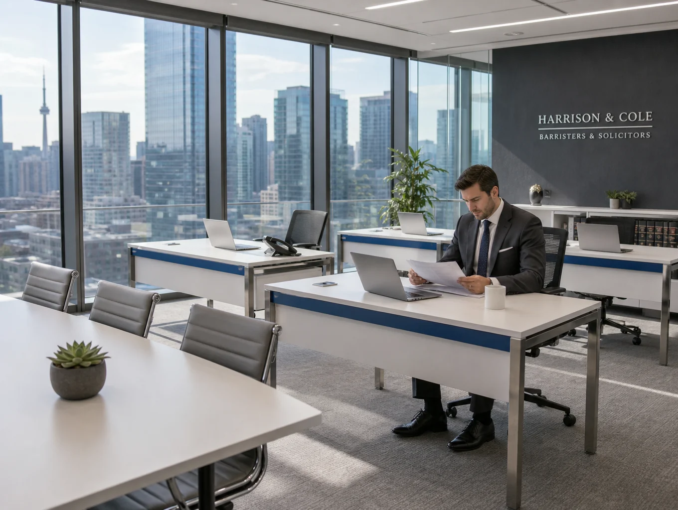 Professional office setting with legal documents